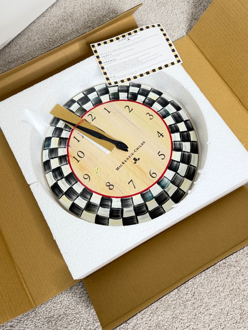 NIB Mackenzie-Childs Courtly Check Wall Clock